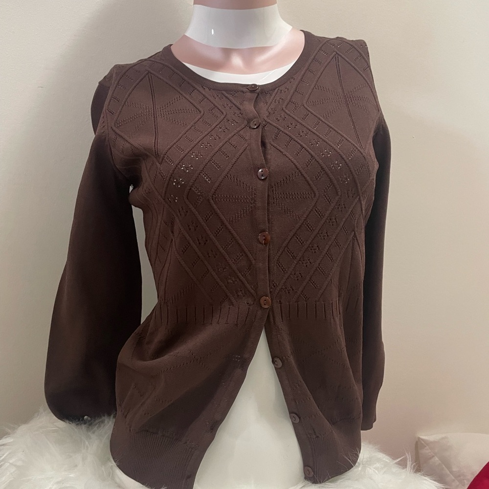 Chic Brown Knit Cardigan